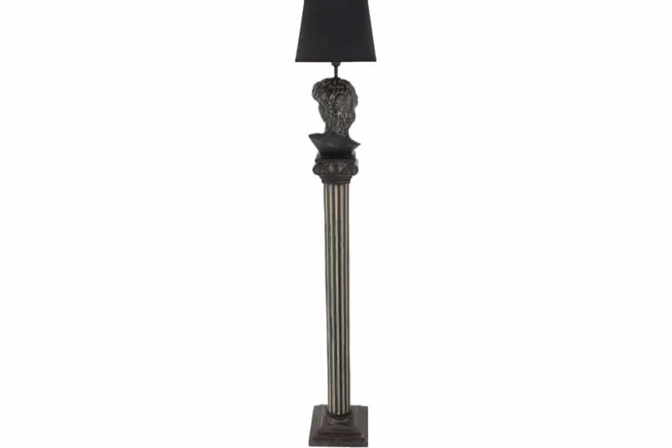 Handgefertigte Stehlampe DAVID 120cm schwarz mit Büste Stoffschirm