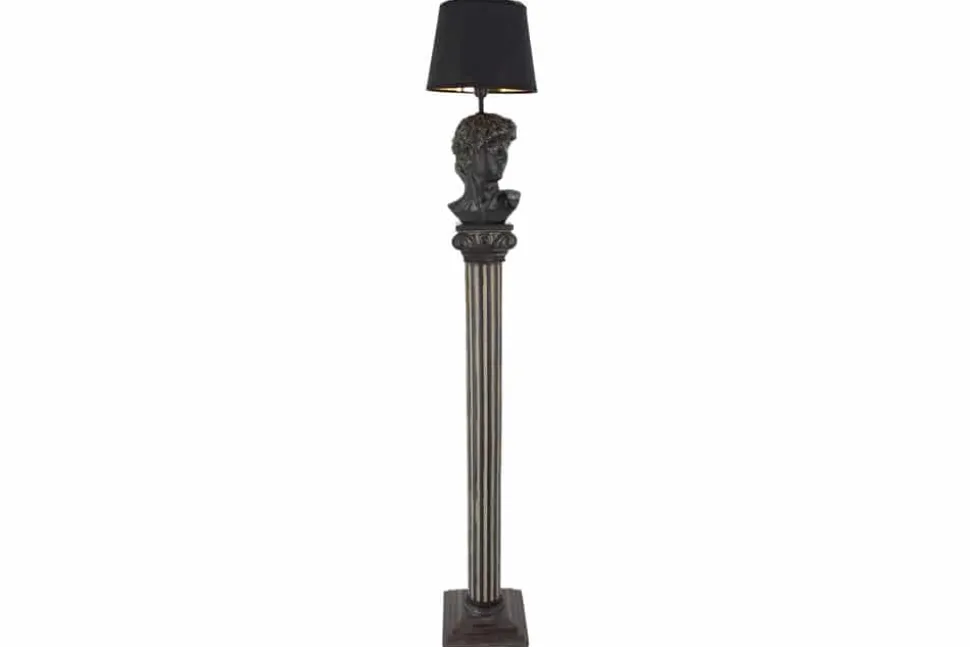 Handgefertigte Stehlampe DAVID 120cm schwarz mit Büste Stoffschirm