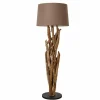 Handgefertigte Stehlampe WILD NATURE 158cm grau Treibholz Stehleuchte Leinenschirm