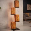 Handgefertigte Stehlampe EUPHORIA 154cm Longan-Holz mit vier Schirmen