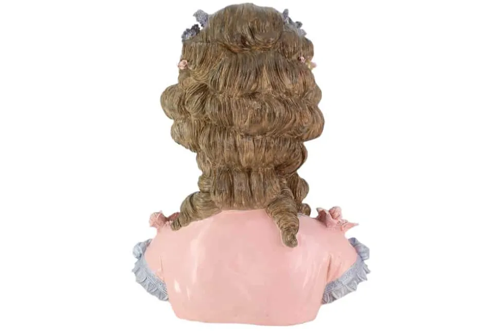 Handgefertigte Tischlampe LADY 60cm mehrfarbig Büste mit Lampenkugel
