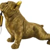 Handgefertigte Tischlampe BULLDOG 35cm gold Hunde-Skulptur