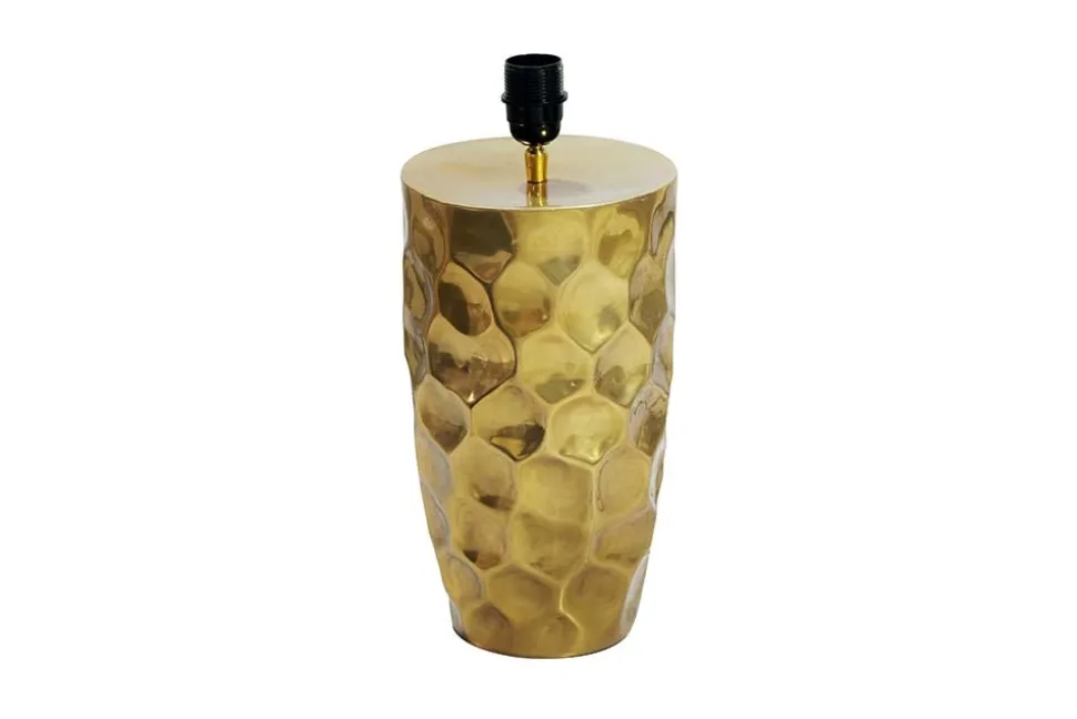 Handgefertigte Tischlampe AURELIA 55cm gold schwarz Hammerschlag-Design mit Stoffschirm