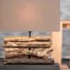 Handgefertigte Tischlampe PERIFERE 40cm braun Treibholz Leinenschirm
