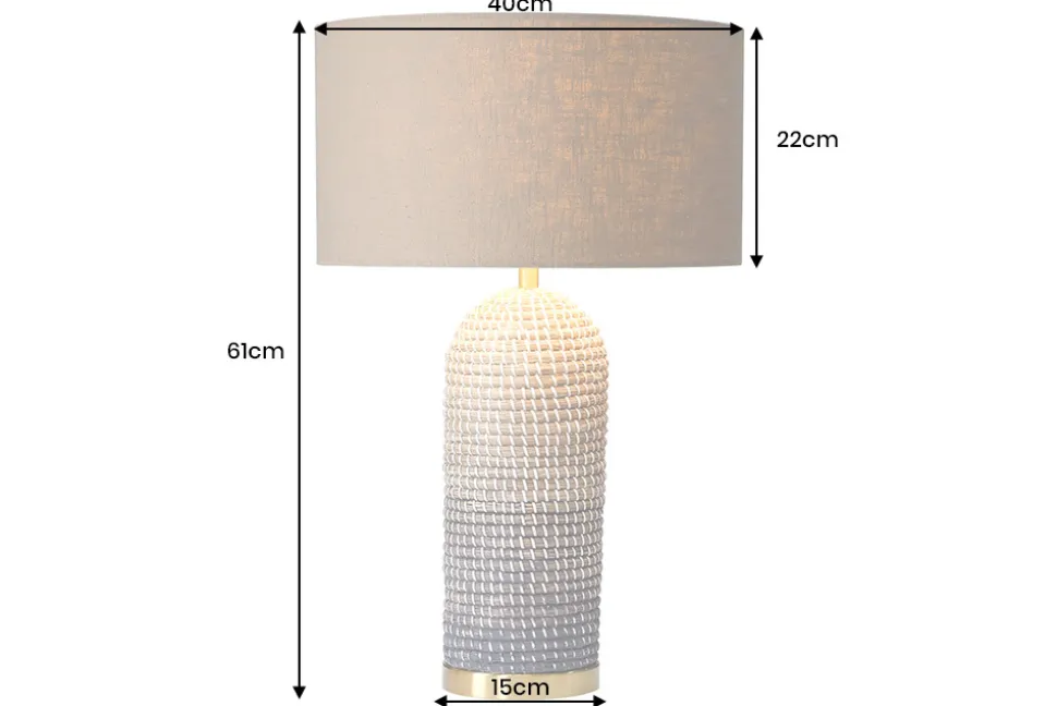 Handgefertigte Tischlampe ZEA 60cm braun natur runder Leinenschirm Seegras