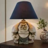 Handgefertigte Tischlampe SUMO 50cm schwarz Skulptur Stoffschirm