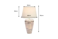 Handgefertigte Tischlampe PURE NATURE 65cm weiß natur Mangoholz mit Stoffschirm