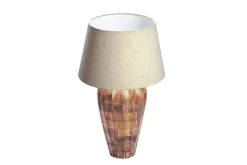 Handgefertigte Tischlampe PURE NATURE 65cm weiß natur Mangoholz mit Stoffschirm