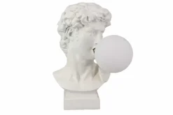 Handgefertigte Tischlampe DAVID 30cm weiß Büste mit Lampenkugel
