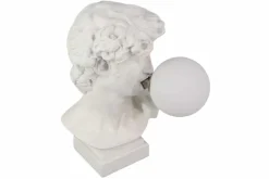 Handgefertigte Tischlampe DAVID 30cm weiß Büste mit Lampenkugel