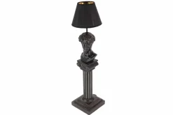 Handgefertigte Tischlampe DAVID 70cm schwarz mit Büste Stoffschirm