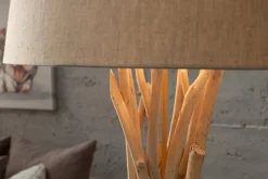 Handgefertigte Treibholz Stehlampe WILD NATURE 155cm sand mit Leinenschirm