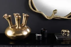 Handgefertigte Vase KIYA 35cm gold mit sieben Öffnungen Blumenvase