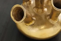 Handgefertigte Vase KIYA 25cm gold mit fünf Öffnungen Blumenvase