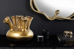 Handgefertigte Vase KIYA 25cm gold mit fünf Öffnungen Blumenvase