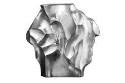 Handgefertigte Vase LIQUID 30cm silber Metall Hammerschlag Design