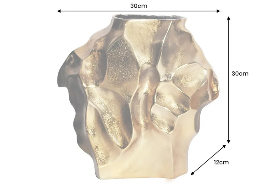 Handgefertigte Vase LIQUID 30cm gold Metall Hammerschlag Design