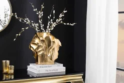 Handgefertigte Vase LIQUID 30cm gold Metall Hammerschlag Design