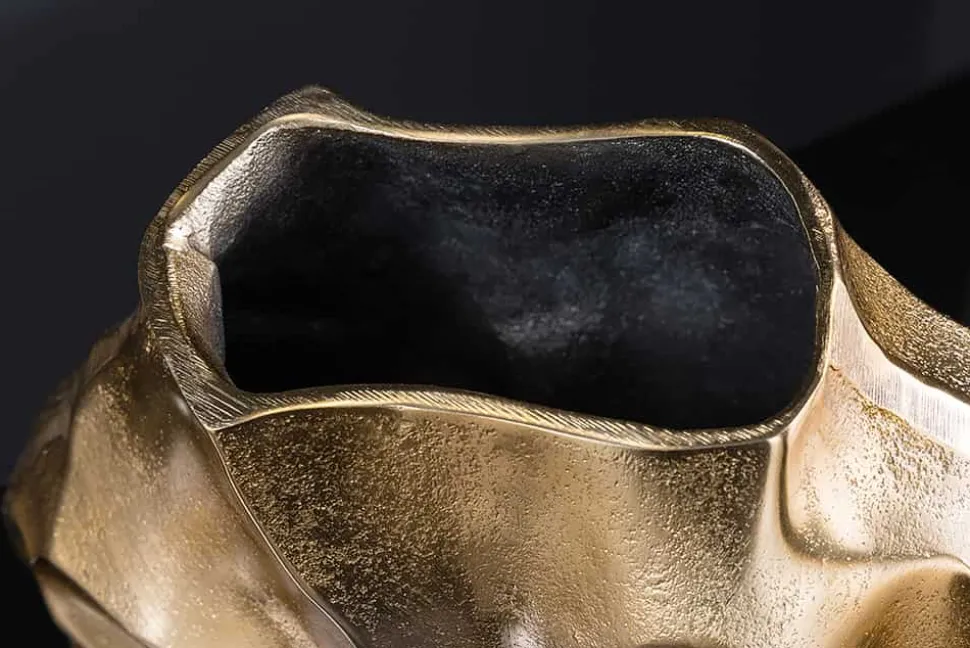 Handgefertigte Vase LIQUID 30cm gold Metall Hammerschlag Design