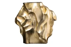 Handgefertigte Vase LIQUID 30cm gold Metall Hammerschlag Design