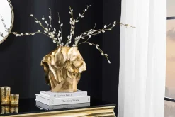 Handgefertigte Vase LIQUID 25cm gold Metall Hammerschlag Design