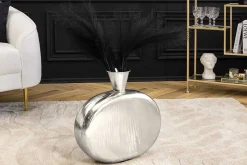 Handgefertigte Vase ORIENT L 50cm silber Metall Hammerschlag Design