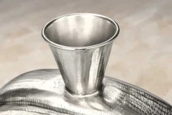 Handgefertigte Vase ORIENT L 50cm silber Metall Hammerschlag Design