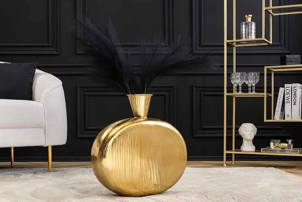 Handgefertigte Vase ORIENT L 50cm gold Metall Hammerschlag Design