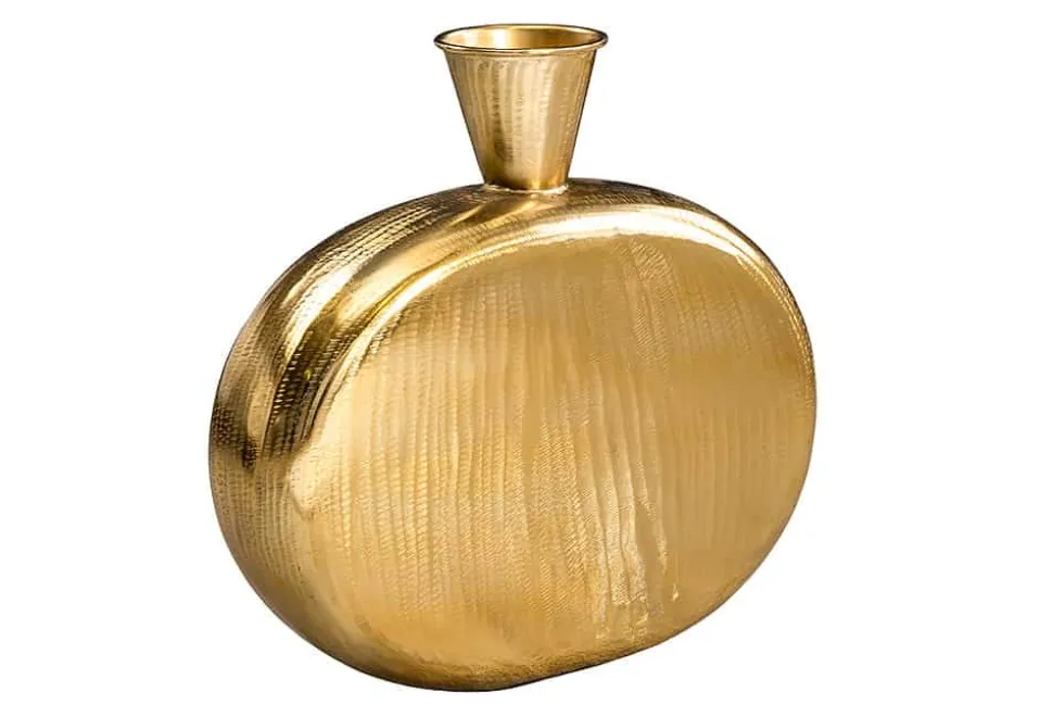 Handgefertigte Vase ORIENT L 50cm gold Metall Hammerschlag Design