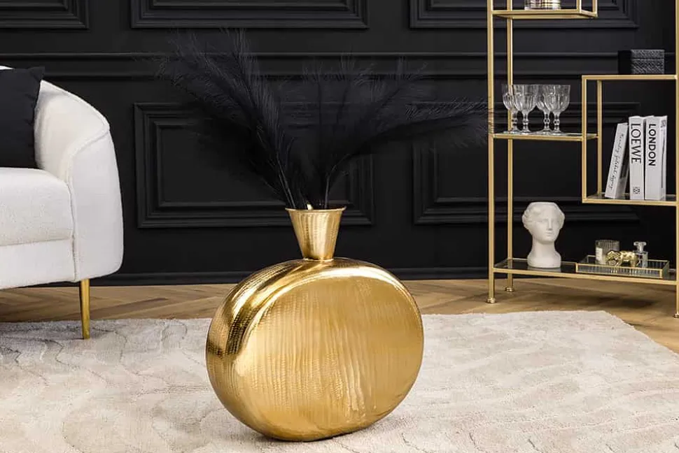 Handgefertigte Vase ORIENT L 50cm gold Metall Hammerschlag Design