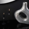 Handgefertigte Vase RING 30cm dunkelgrau Metall Dekoration Blumenvase