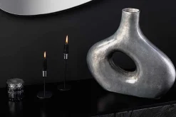 Handgefertigte Vase RING 30cm dunkelgrau Metall Dekoration Blumenvase