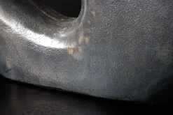 Handgefertigte Vase RING 30cm dunkelgrau Metall Dekoration Blumenvase