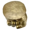 Handgefertigter Beistelltisch FIST 50cm gold runde Tischplatte Faust-Skulptur