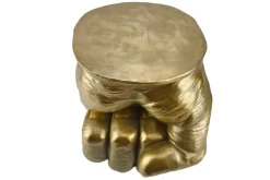Handgefertigter Beistelltisch FIST 50cm gold runde Tischplatte Faust-Skulptur