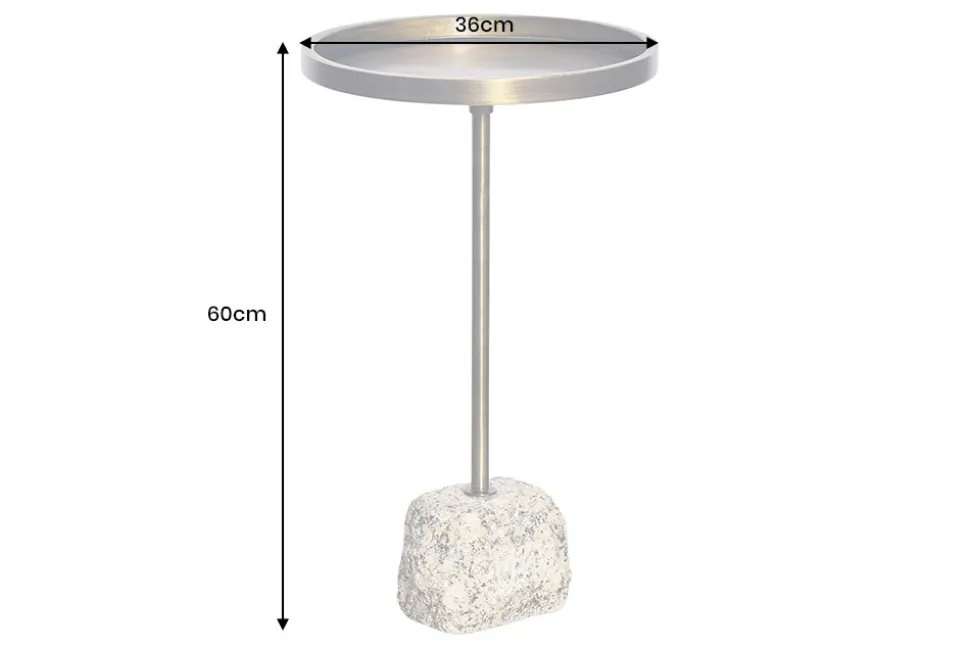 Handgefertigter Beistelltisch TRAYFUL 60cm messing antik Eisen natur Marmorfuß