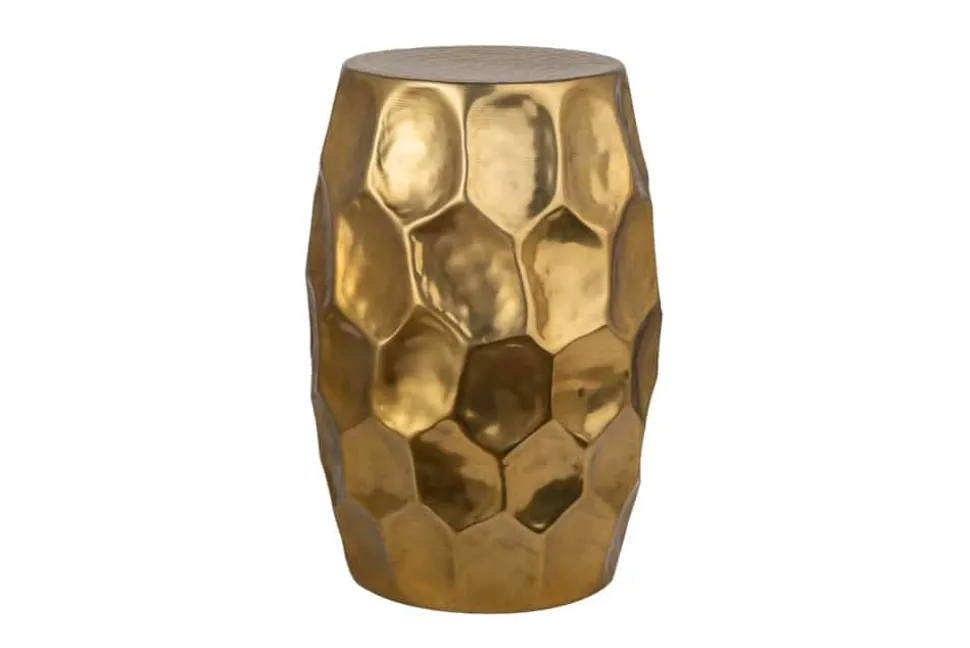 Handgefertigter Beistelltisch ORGANIC ORIENT 50cm gold Metall Hammerschlag Design rund