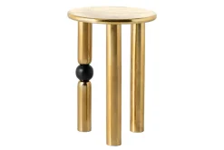 Handgefertigter Beistelltisch ABSTRACT 55cm gold schwarz Metall rund