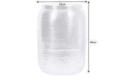 Handgefertigter Beistelltisch ORIENT STORAGE 50cm silber Hammerschlag Design mit Stauraum rund
