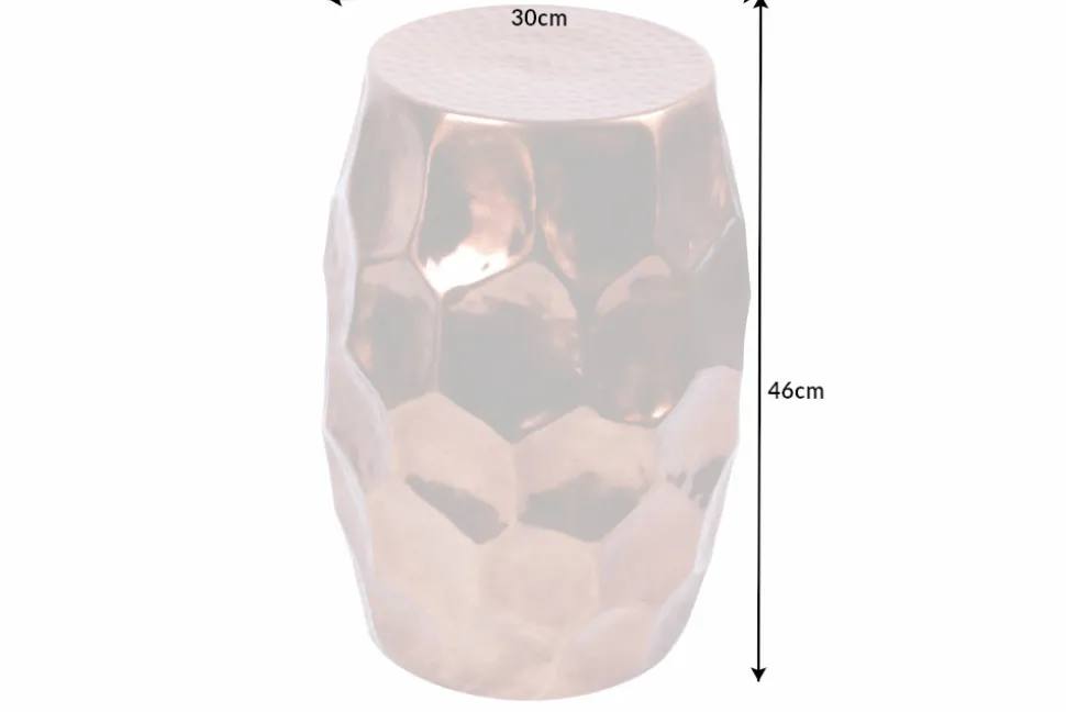 Handgefertigter Beistelltisch ORGANIC ORIENT 50cm kupfer Metall Hammerschlag Design Waben rund