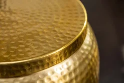 Handgefertigter Beistelltisch ORIENT STORAGE 50cm gold Hammerschlag Design mit Stauraum rund