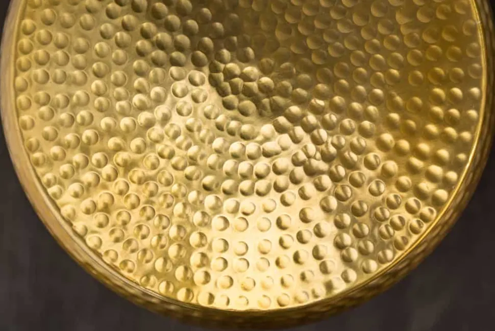 Handgefertigter Beistelltisch ORIENT STORAGE 50cm gold Hammerschlag Design mit Stauraum rund