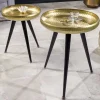 Handgefertigter Beistelltisch ORIENT 55cm messing gold rund Metall Hammerschlag Design
