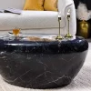 Handgefertigter Couchtisch STONE 75cm schwarz Marmor-Design Metall