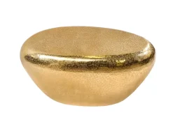 Handgefertigter Couchtisch STONE 75cm gold Metall Hammerschlag Design