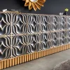 Handgefertigtes Sideboard PIAZZA SAN MARCO 180cm grau gold Mangoholz massiv 3D-Design