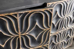 Handgefertigtes Sideboard PIAZZA SAN MARCO 180cm grau gold Mangoholz massiv 3D-Design