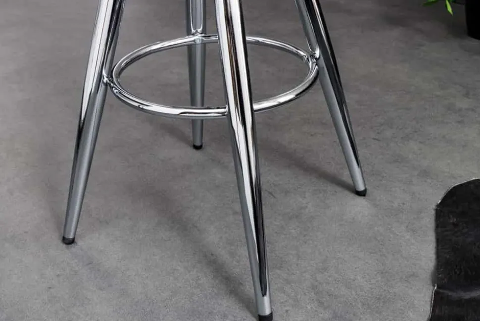 Höhenverstellbarer Barhocker INDUSTRIAL Chrom silber schwarz Metall rund drehbar