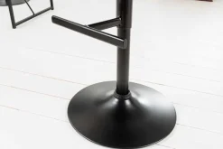 Höhenverstellbarer Barhocker COMFORT dunkelgrau Samt drehbar mit Lehne Metall schwarz