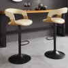 Höhenverstellbarer Barhocker MANHATTAN natur Eiche creme beige Kunstleder drehbar
